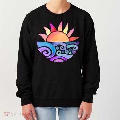 Summer Water Color Sunset Beach Women's Sweatshirt