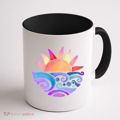 Summer Water Color Sunset Beach Coffee Mug back