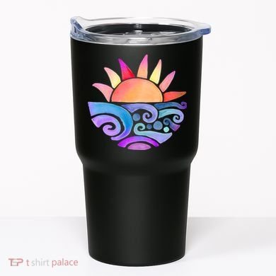 Summer Water Color Sunset Beach Tumbler