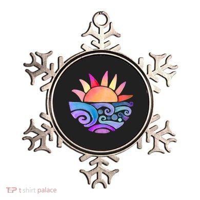 Summer Water Color Sunset Beach Ornament