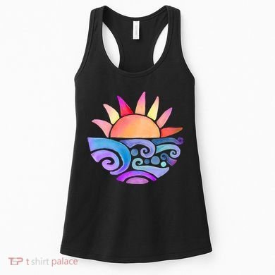 Summer Water Color Sunset Beach Women's Tank Top