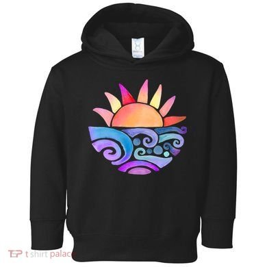 Summer Water Color Sunset Beach Toddler Hoodie