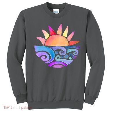 Summer Water Color Sunset Beach Sweatshirt