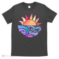 Summer Water Color Sunset Beach T-Shirt thumb 0