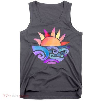 Summer Water Color Sunset Beach Tank Top
