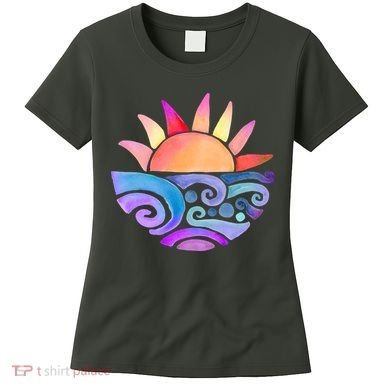 Summer Water Color Sunset Beach Women's T-Shirt