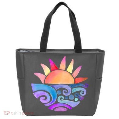 Summer Water Color Sunset Beach Tote Bag
