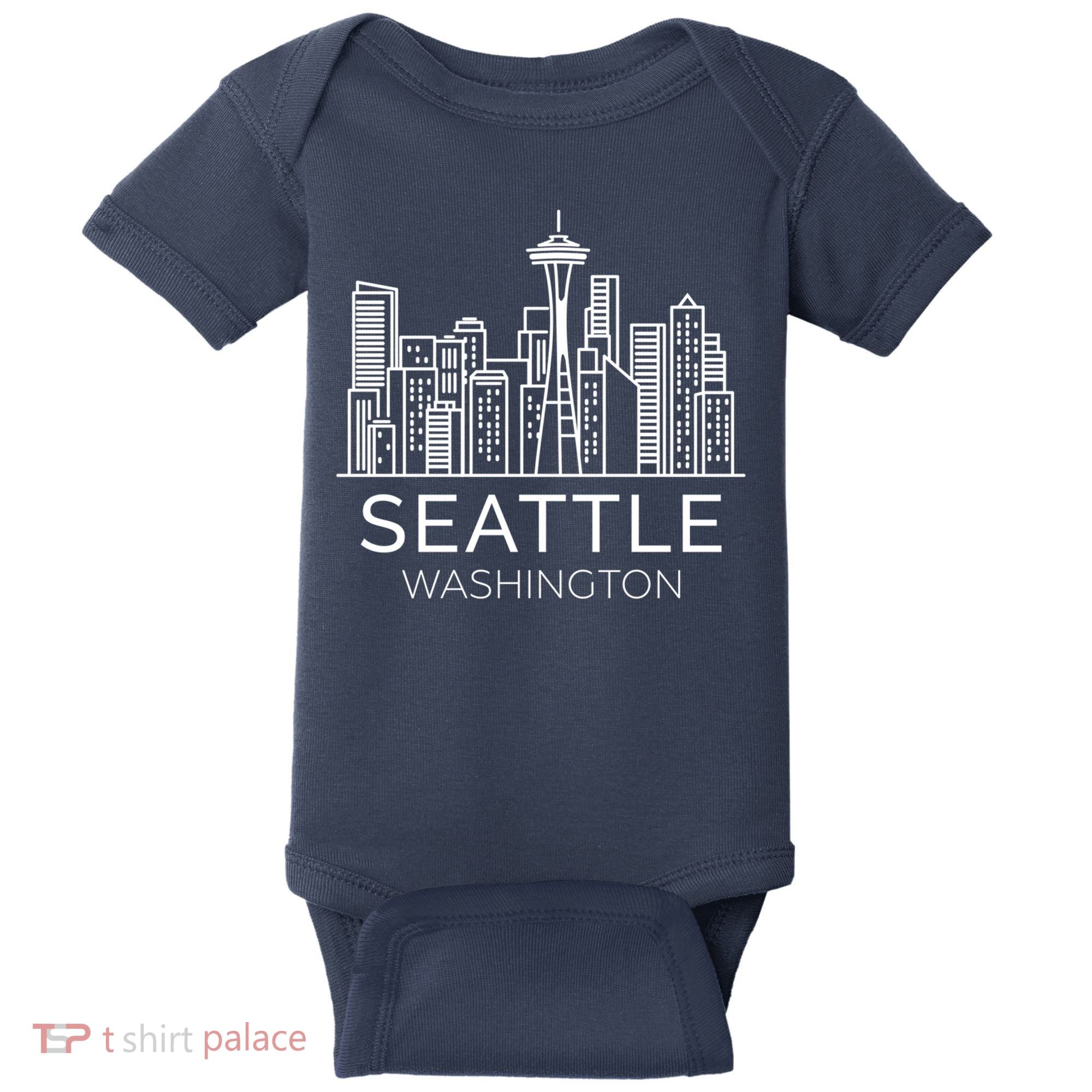 Seattle Washington Downtown Skyline Hoodie Souvenir Hoodie Baby Bodysuit