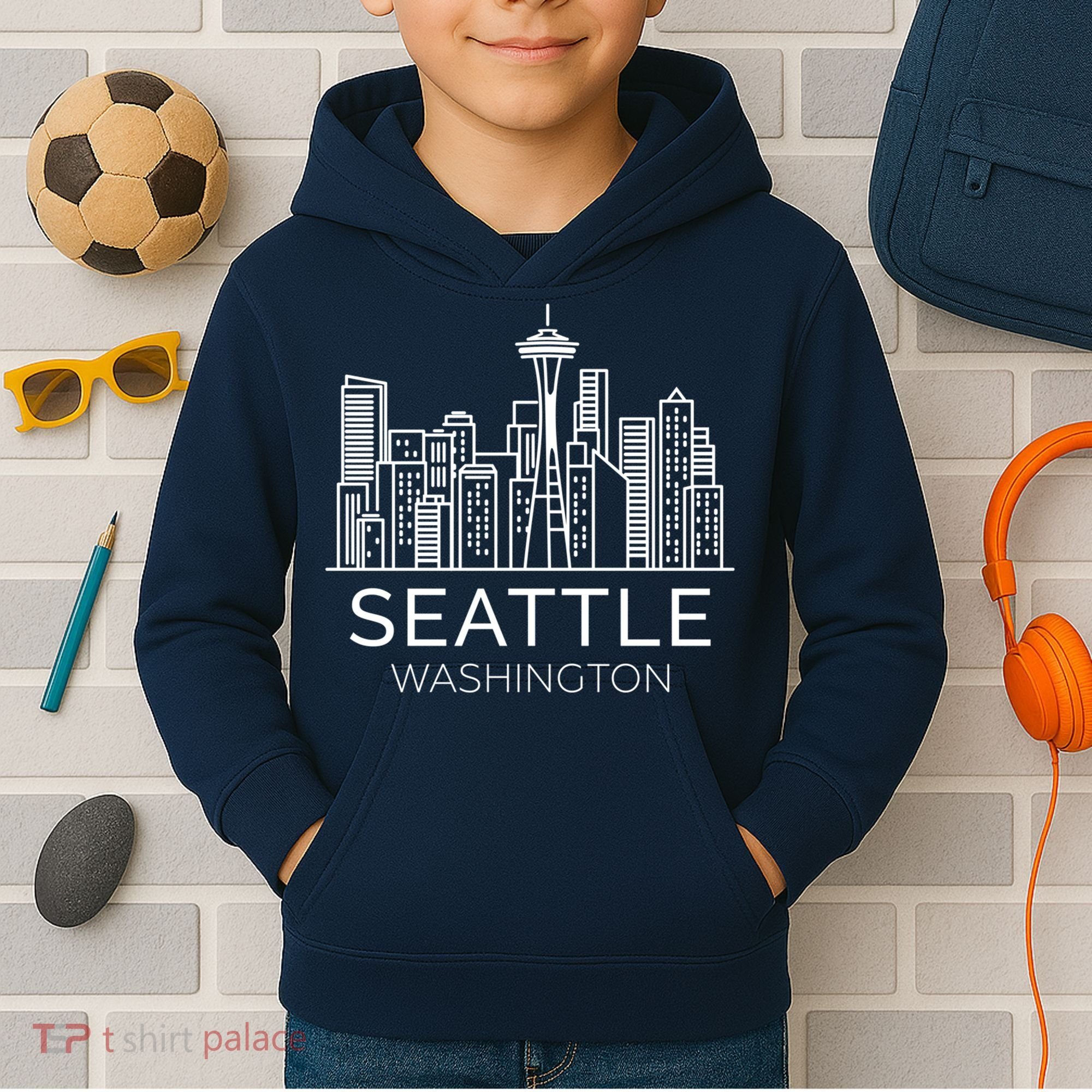Seattle Washington Downtown Skyline Hoodie Souvenir Hoodie Kids Hoodie