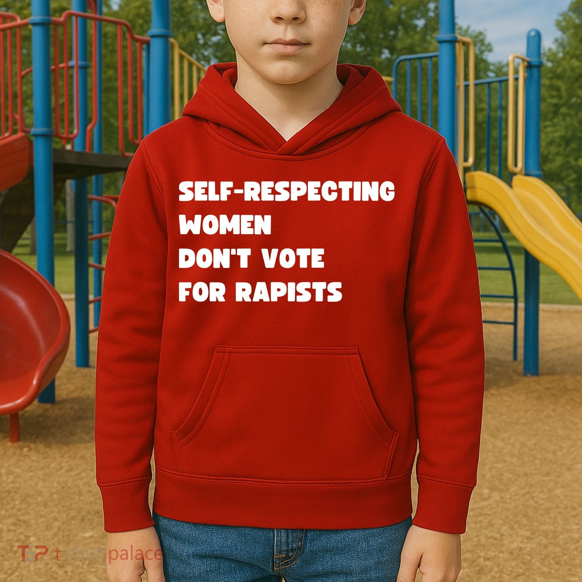 Selfrespecting Women DonT Vote For Rapists Kids Hoodie