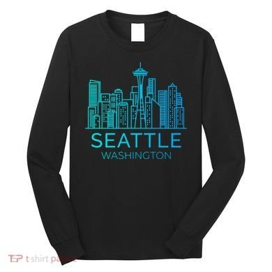 Seattle Washington Downtown Skyline Long Sleeve Shirt