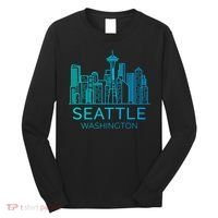 Seattle Washington Downtown Skyline Long Sleeve Shirt thumb 0