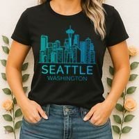 Seattle Washington Downtown Skyline Women's T-Shirt thumb 2