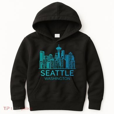 Seattle Washington Downtown Skyline Kids Hoodie