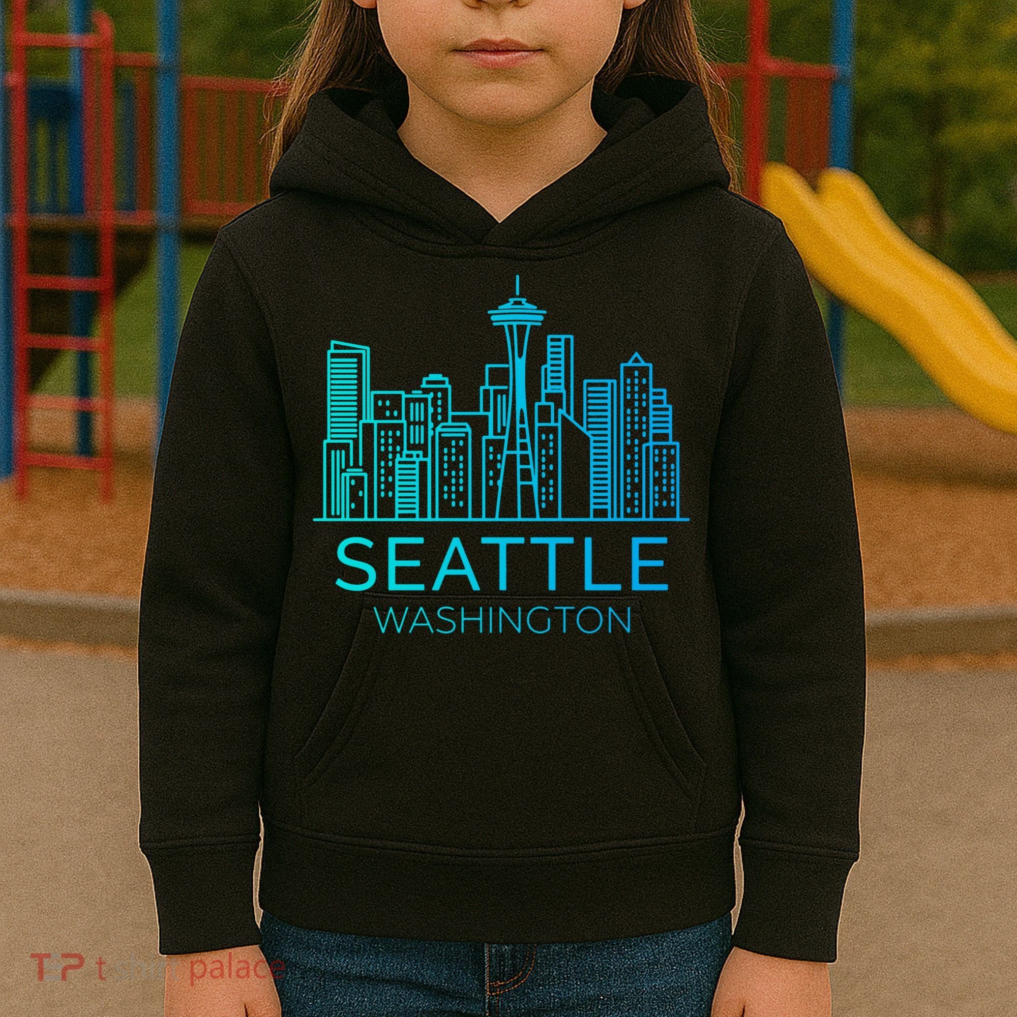 Seattle Washington Downtown Skyline Kids Hoodie