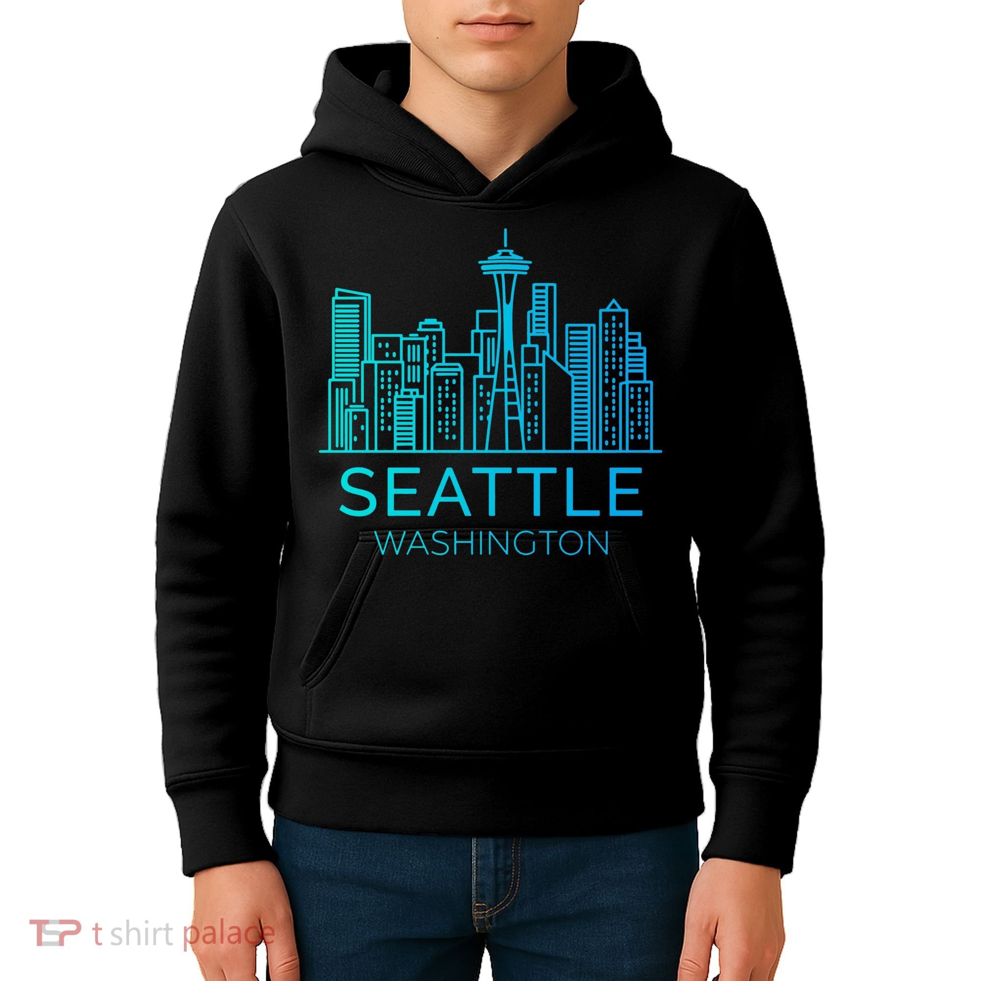Seattle Washington Downtown Skyline Kids Hoodie