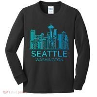 Seattle Washington Downtown Skyline Kids Long Sleeve Shirt thumb 0