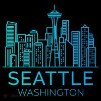 Seattle Washington Downtown Skyline Kids Long Sleeve Shirt thumb 2