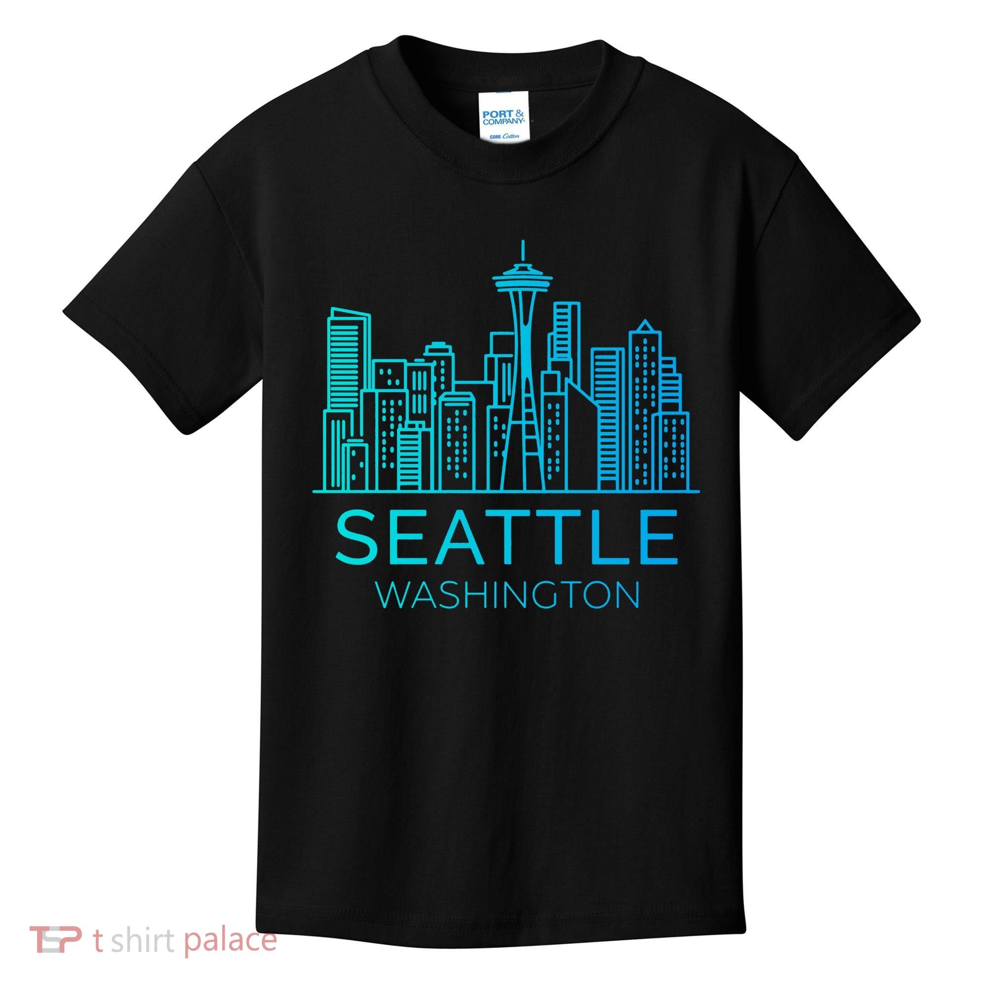 Seattle Washington Downtown Skyline Kids T-Shirt