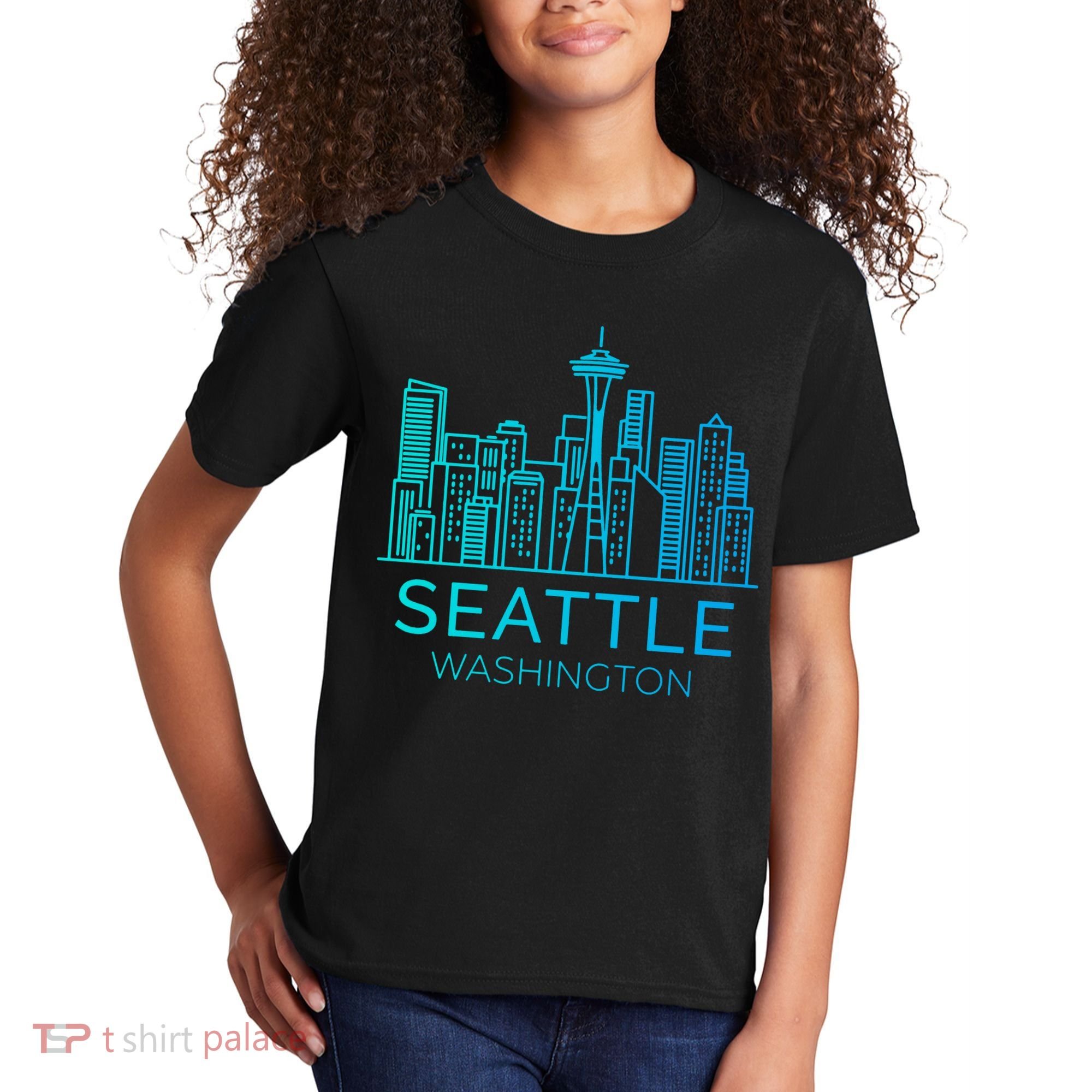Seattle Washington Downtown Skyline Kids T-Shirt