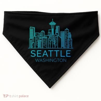 Seattle Washington Downtown Skyline Funny Gift Souvenir Funny Gift USA-Made Doggie Bandana