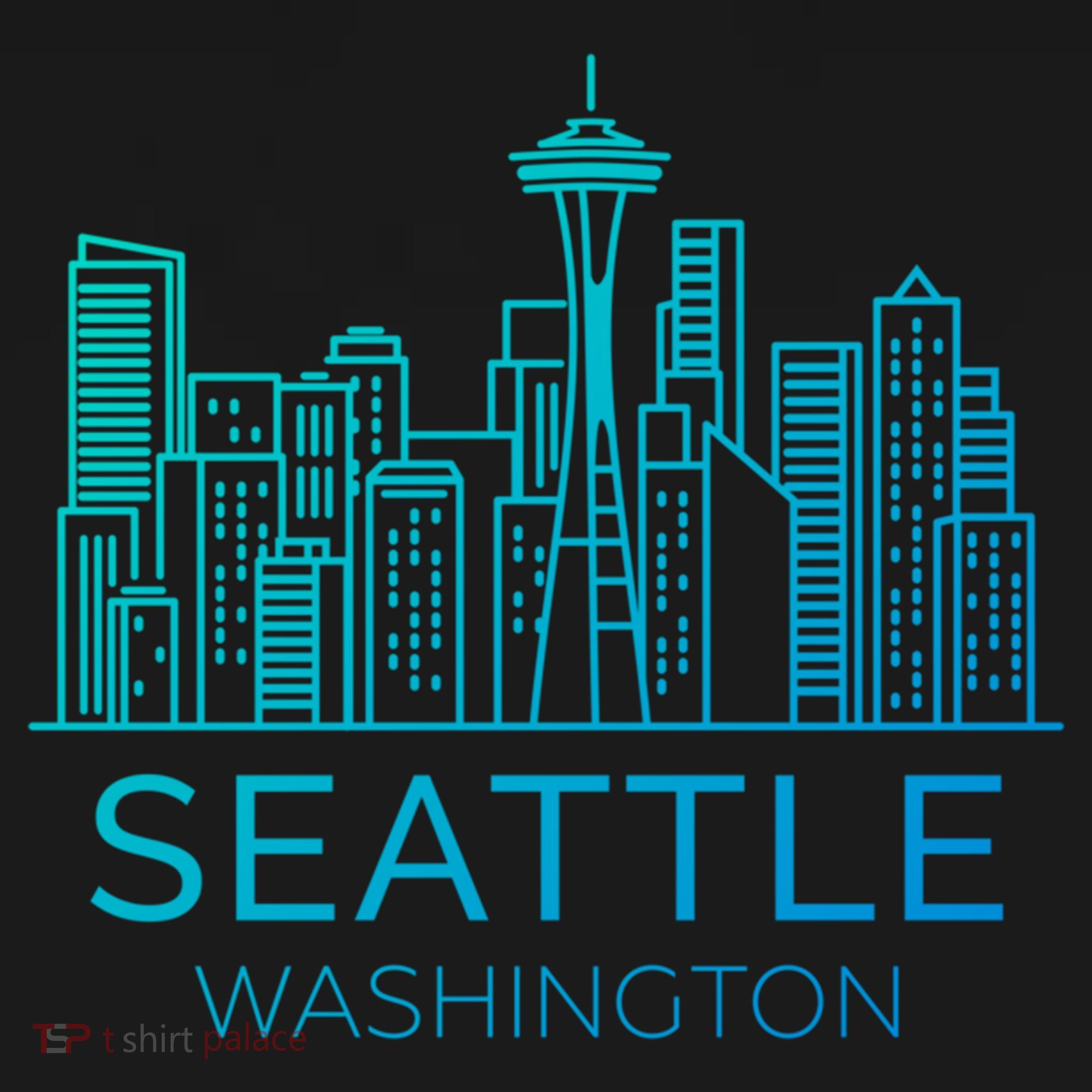 Seattle Washington Downtown Skyline Funny Gift Souvenir Funny Gift USA-Made Doggie Bandana