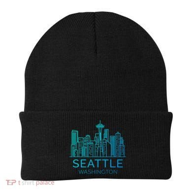 Seattle Washington Downtown Skyline Funny Gift Souvenir Funny Gift Beanie