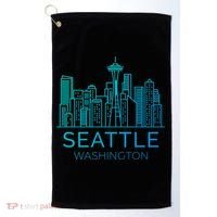Seattle Washington Downtown Skyline Funny Gift Souvenir Funny Gift Golf Towel thumb 0