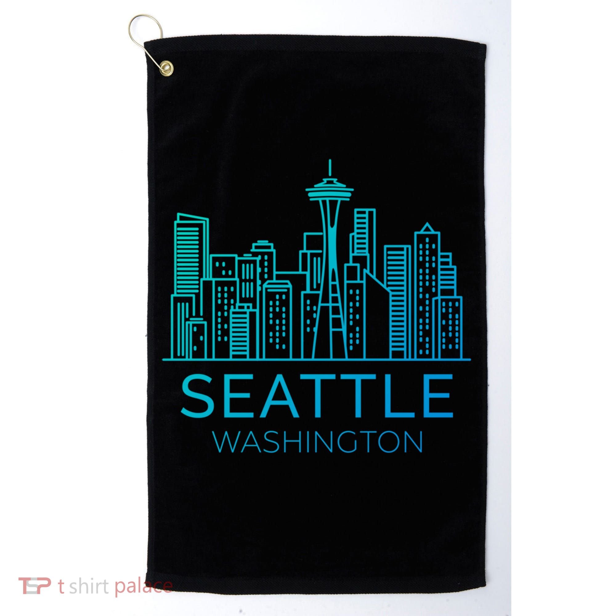 Seattle Washington Downtown Skyline Funny Gift Souvenir Funny Gift Golf Towel