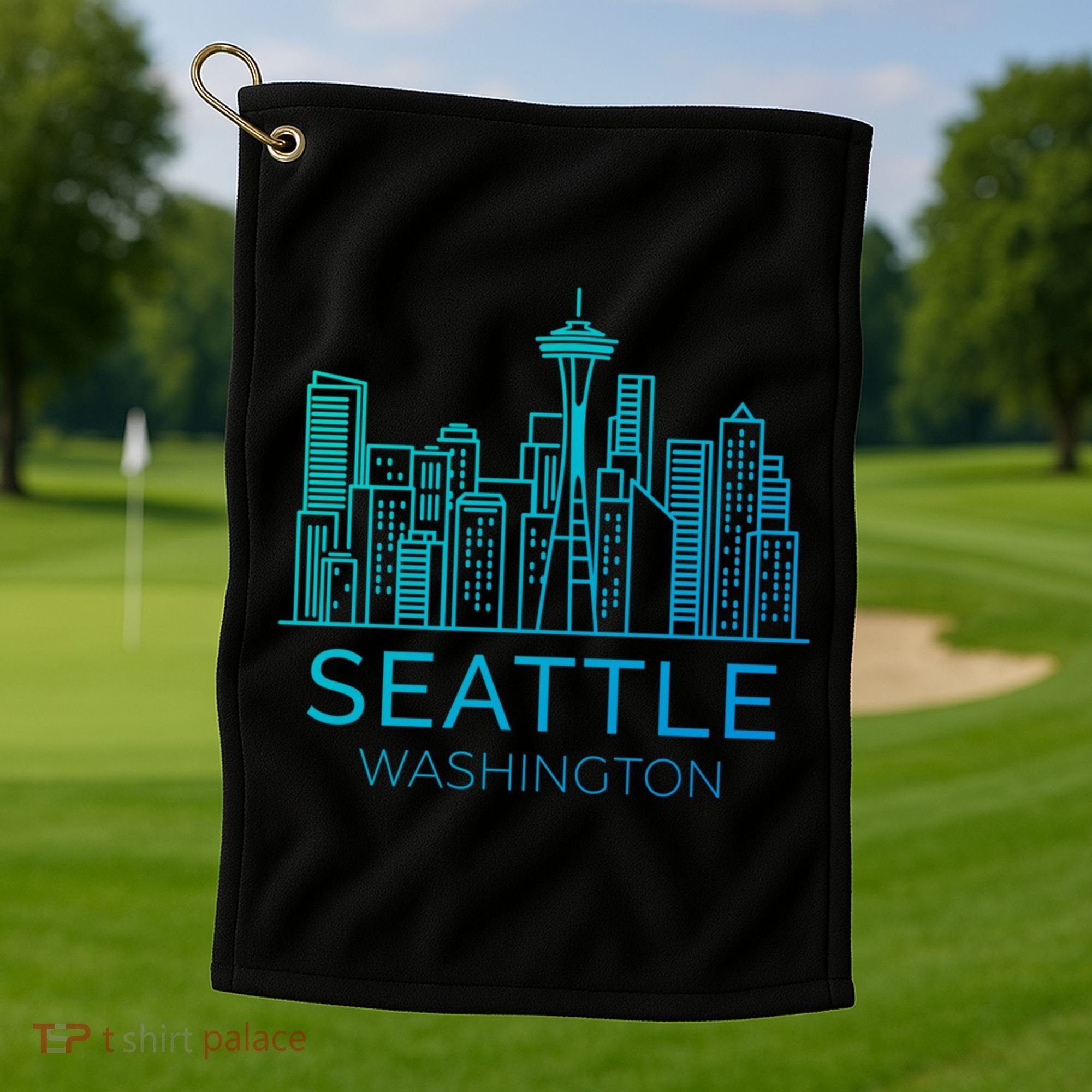 Seattle Washington Downtown Skyline Funny Gift Souvenir Funny Gift Golf Towel