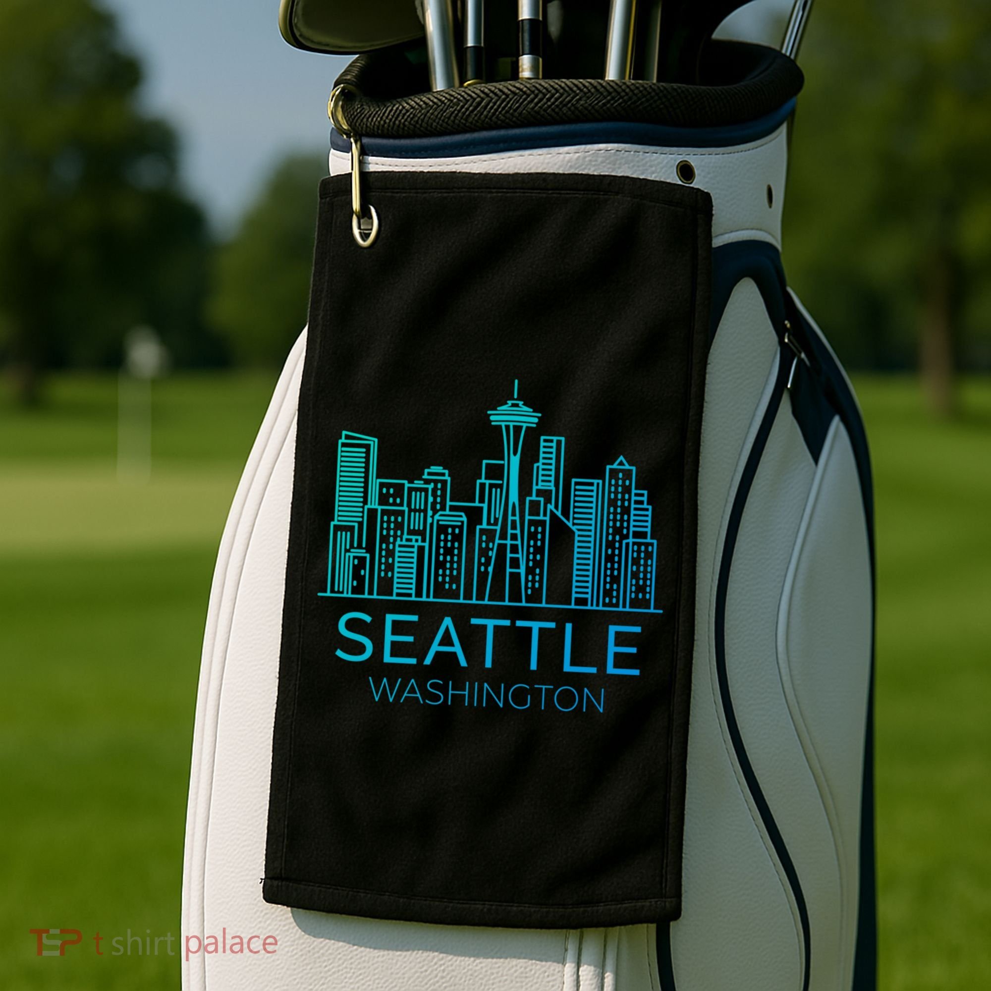 Seattle Washington Downtown Skyline Funny Gift Souvenir Funny Gift Golf Towel