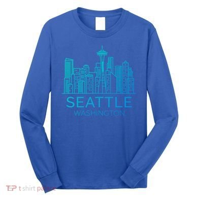 Seattle Washington Downtown Skyline Funny Gift Souvenir Funny Gift Long Sleeve Shirt