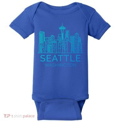 Seattle Washington Downtown Skyline Funny Gift Souvenir Funny Gift Baby Bodysuit