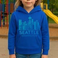 Seattle Washington Downtown Skyline Funny Gift Souvenir Funny Gift Kids Hoodie thumb 3