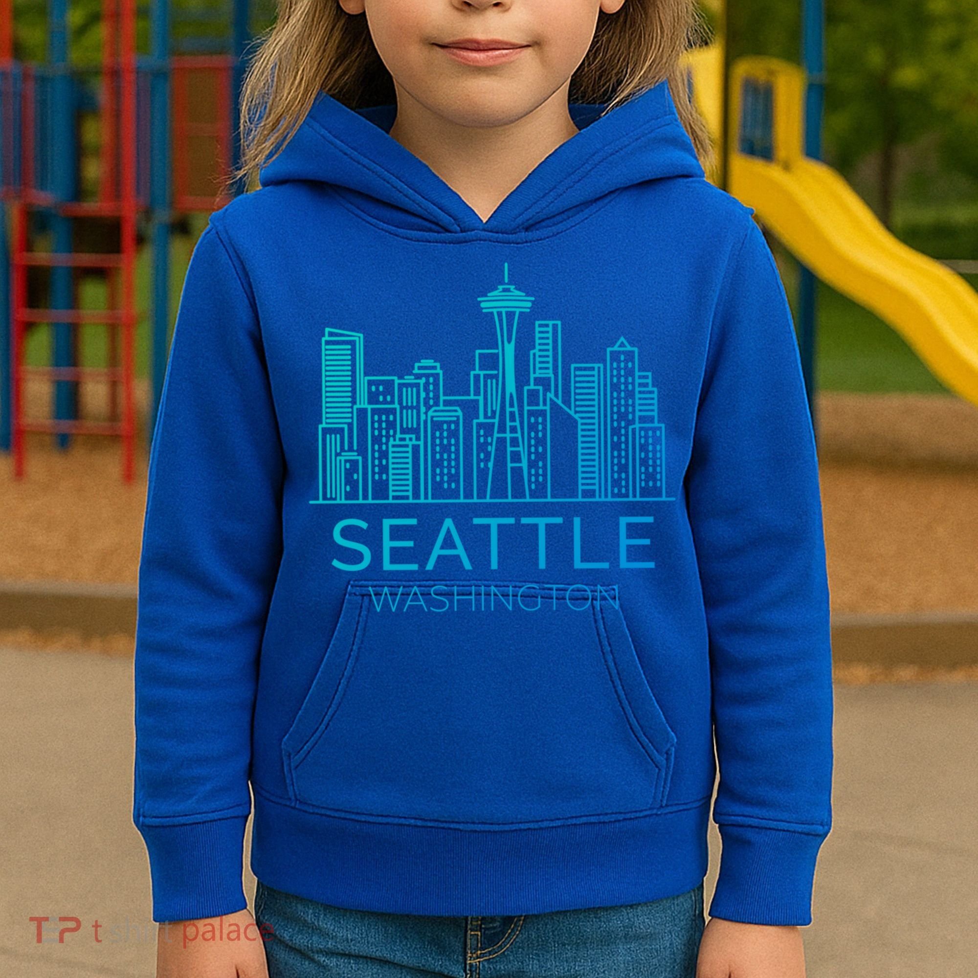 Seattle Washington Downtown Skyline Funny Gift Souvenir Funny Gift Kids Hoodie