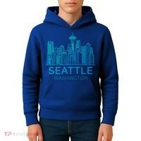 Seattle Washington Downtown Skyline Funny Gift Souvenir Funny Gift Kids Hoodie thumb 4
