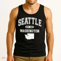 Seattle Washington Est 1853 Varsity Tank Top thumb 3