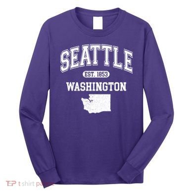 Seattle Washington Est 1853 Varsity Long Sleeve Shirt