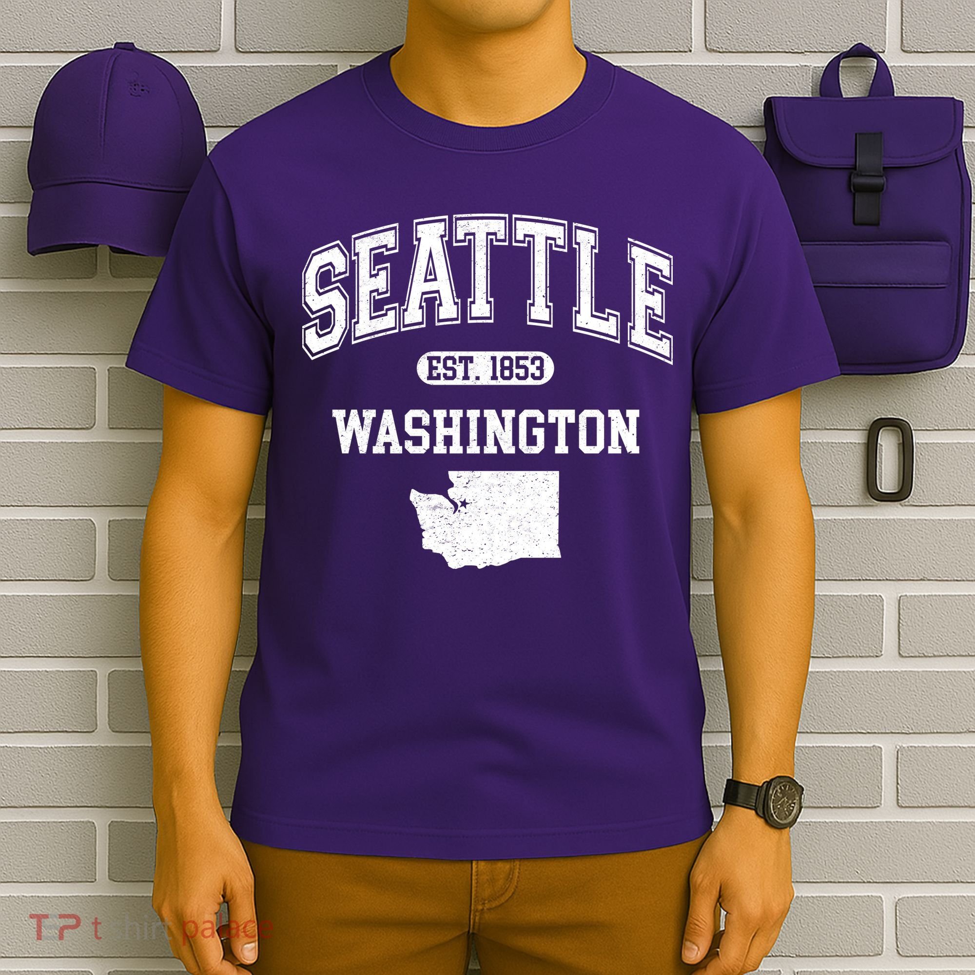 Seattle Washington Est 1853 Varsity T-Shirt