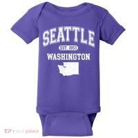 Seattle Washington Est 1853 Varsity Baby Bodysuit thumb 0
