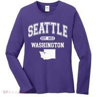 Seattle Washington Est 1853 Varsity Women's Long Sleeve Shirt thumb 0