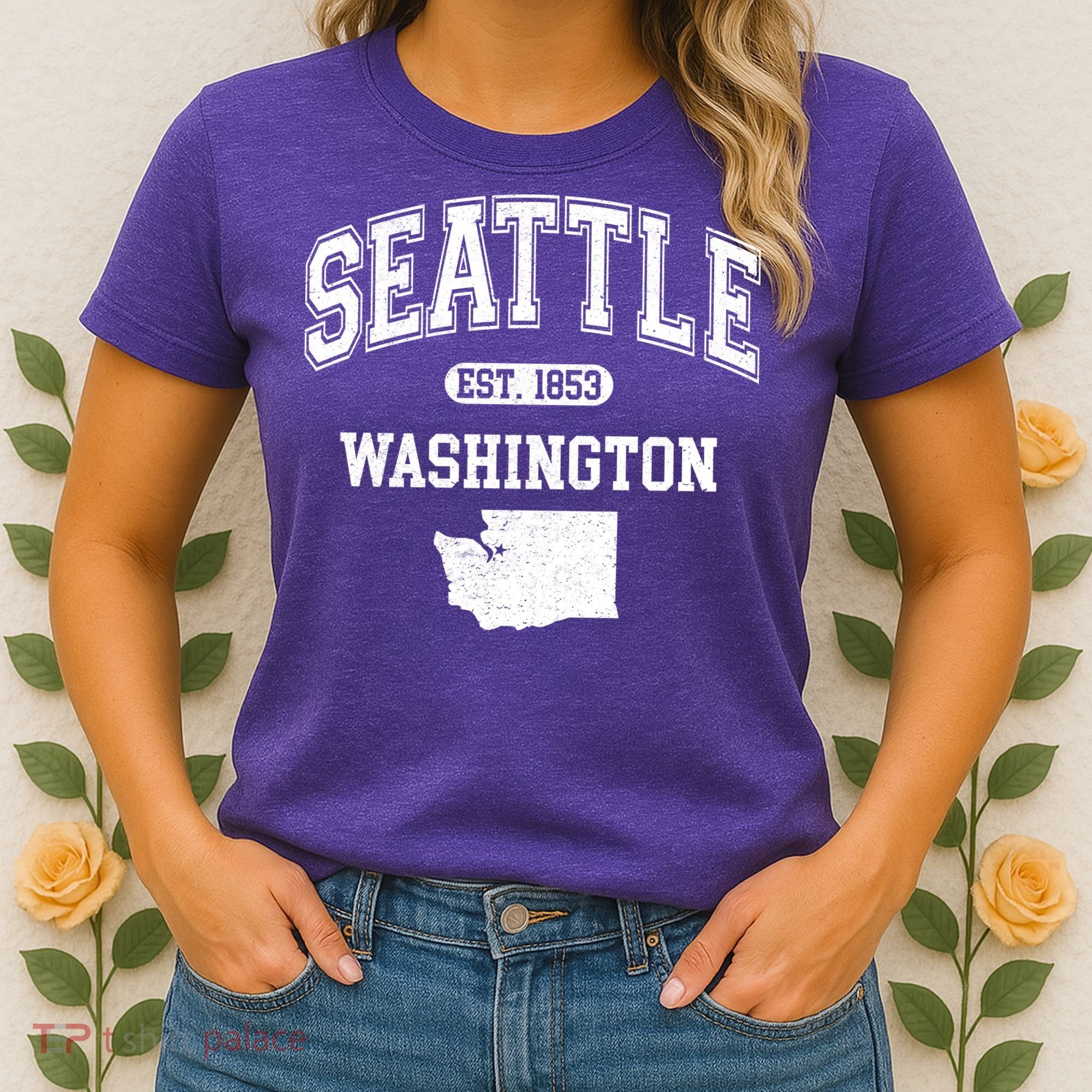 Seattle Washington Est 1853 Varsity Women's T-Shirt