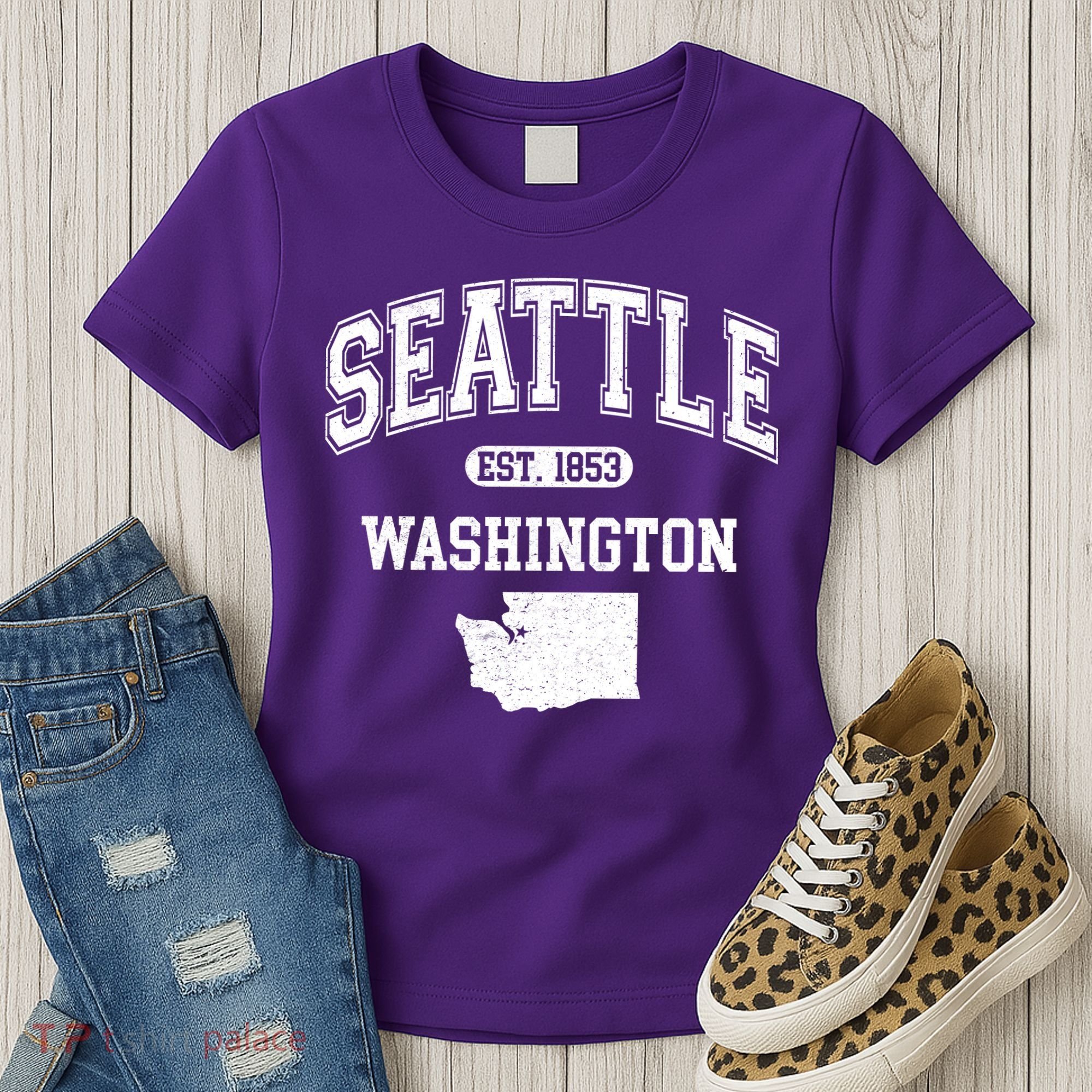 Seattle Washington Est 1853 Varsity Women's T-Shirt
