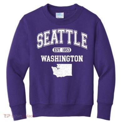 Seattle Washington Est 1853 Varsity Kids Sweatshirt