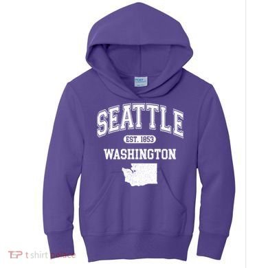 Seattle Washington Est 1853 Varsity Kids Hoodie