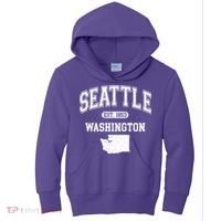 Seattle Washington Est 1853 Varsity Kids Hoodie thumb 0