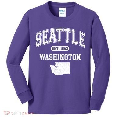 Seattle Washington Est 1853 Varsity Kids Long Sleeve Shirt