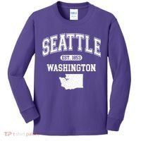 Seattle Washington Est 1853 Varsity Kids Long Sleeve Shirt thumb 0