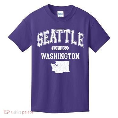 Seattle Washington Est 1853 Varsity Kids T-Shirt