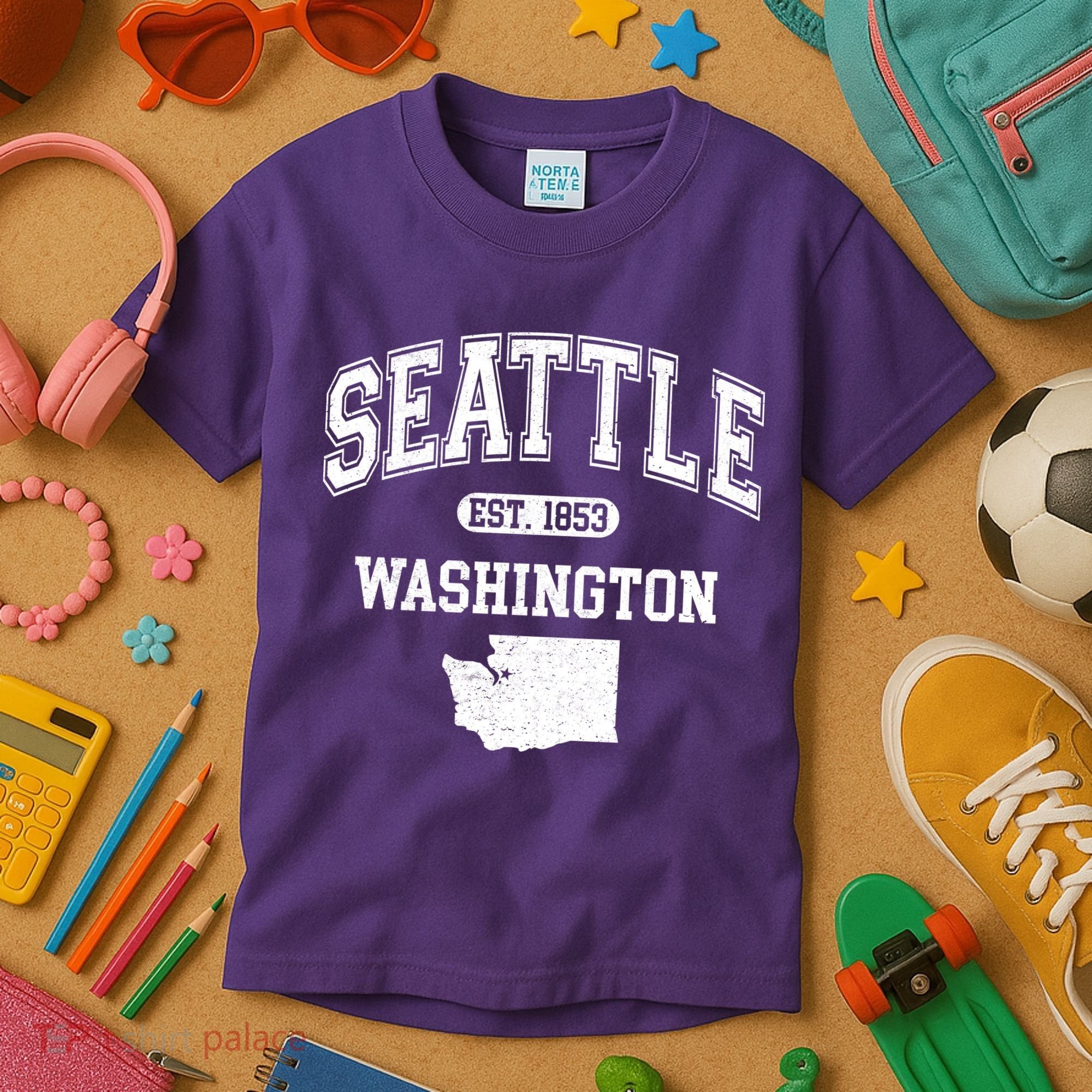 Seattle Washington Est 1853 Varsity Kids T-Shirt